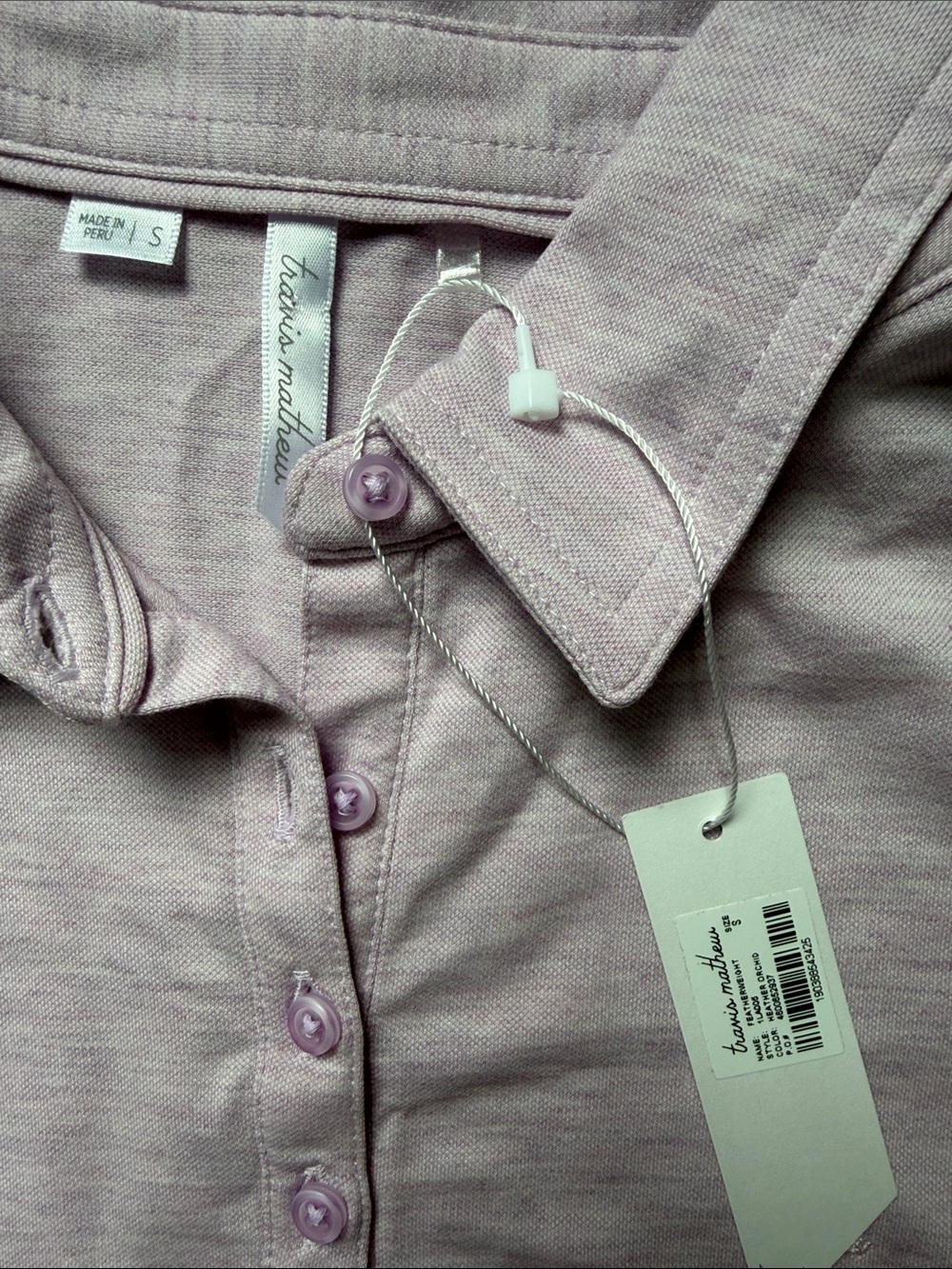 🌟NWT🌟 Travis Mathew Featherweight Heather Orchid Short Sleeve Polo- S - Picture 2 of 3